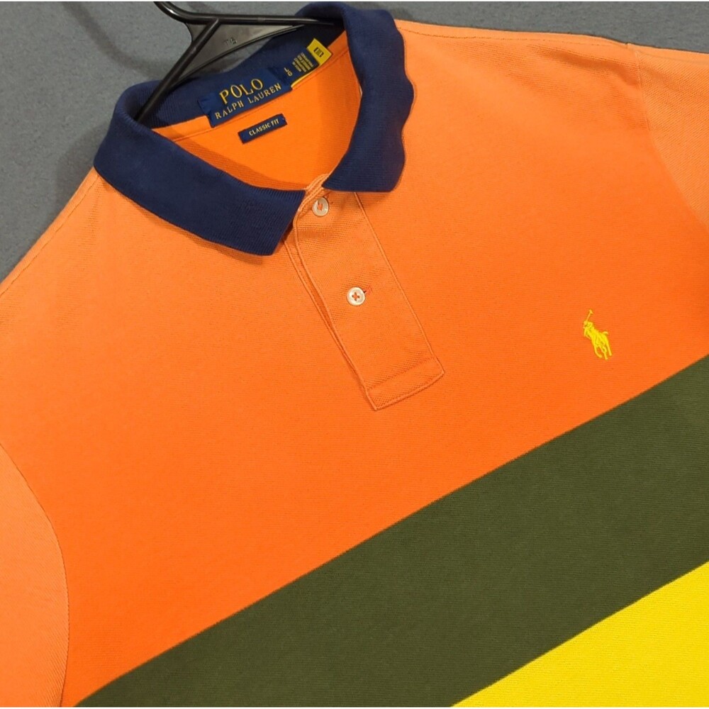 Polo Ralph Lauren Shirt Men's L Multicolor Ombre Classic Fit Short Sleeve Polo